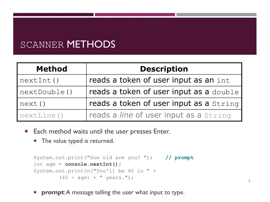 scanner methods