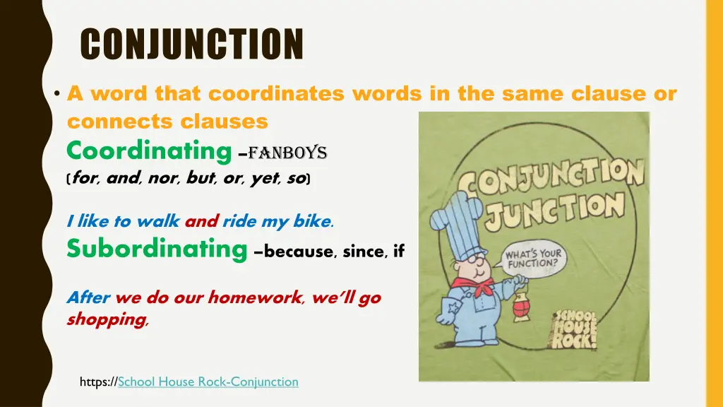 conjunction a word that coordinates words