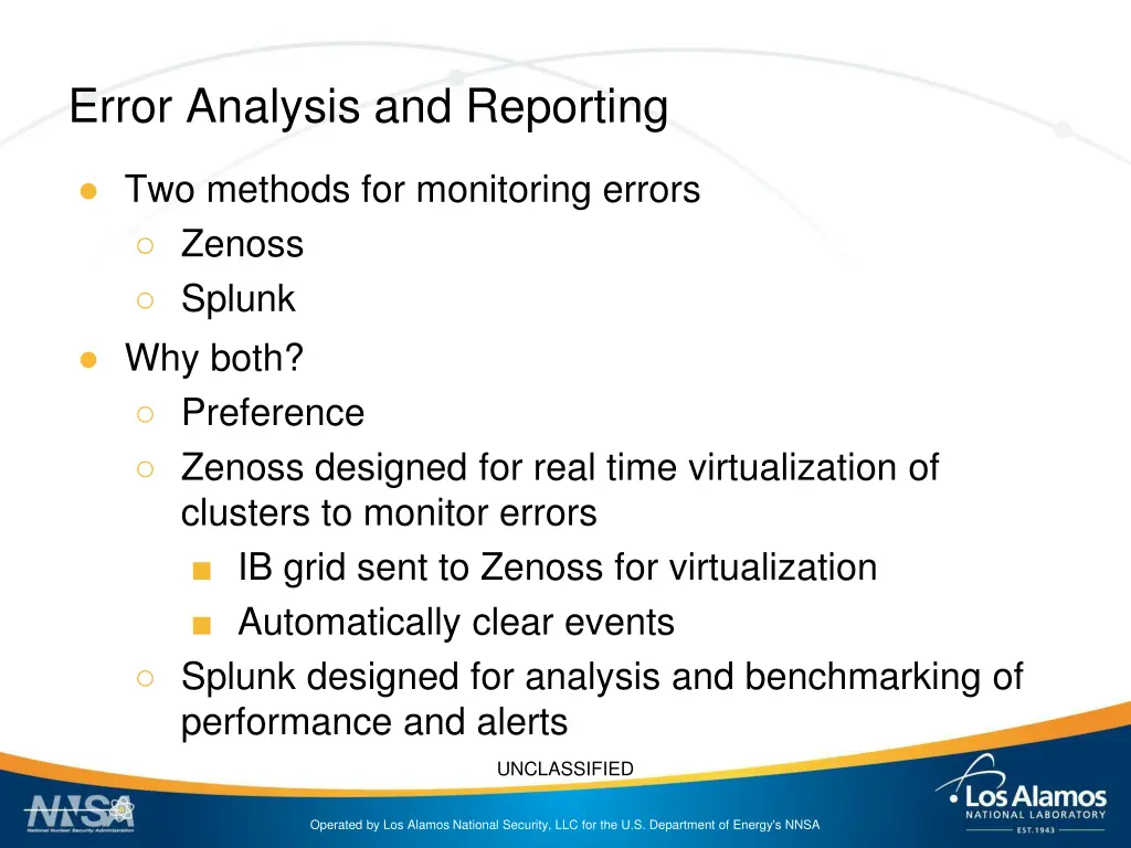 error analysis and reporting