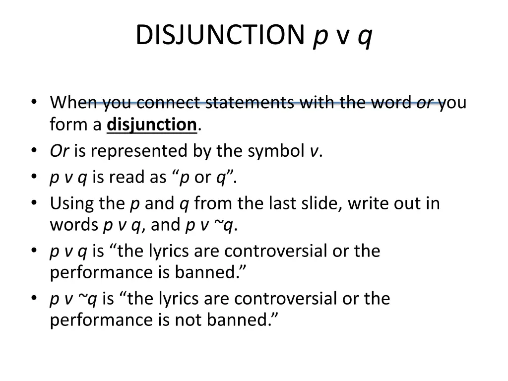 disjunction p v q