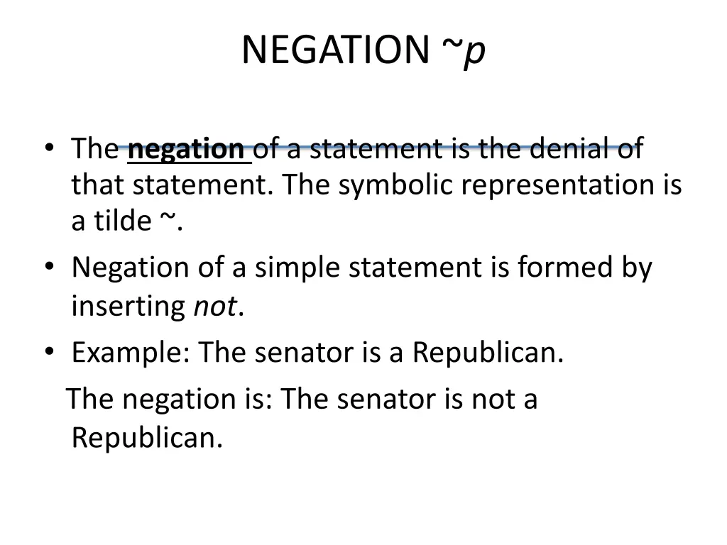 negation p