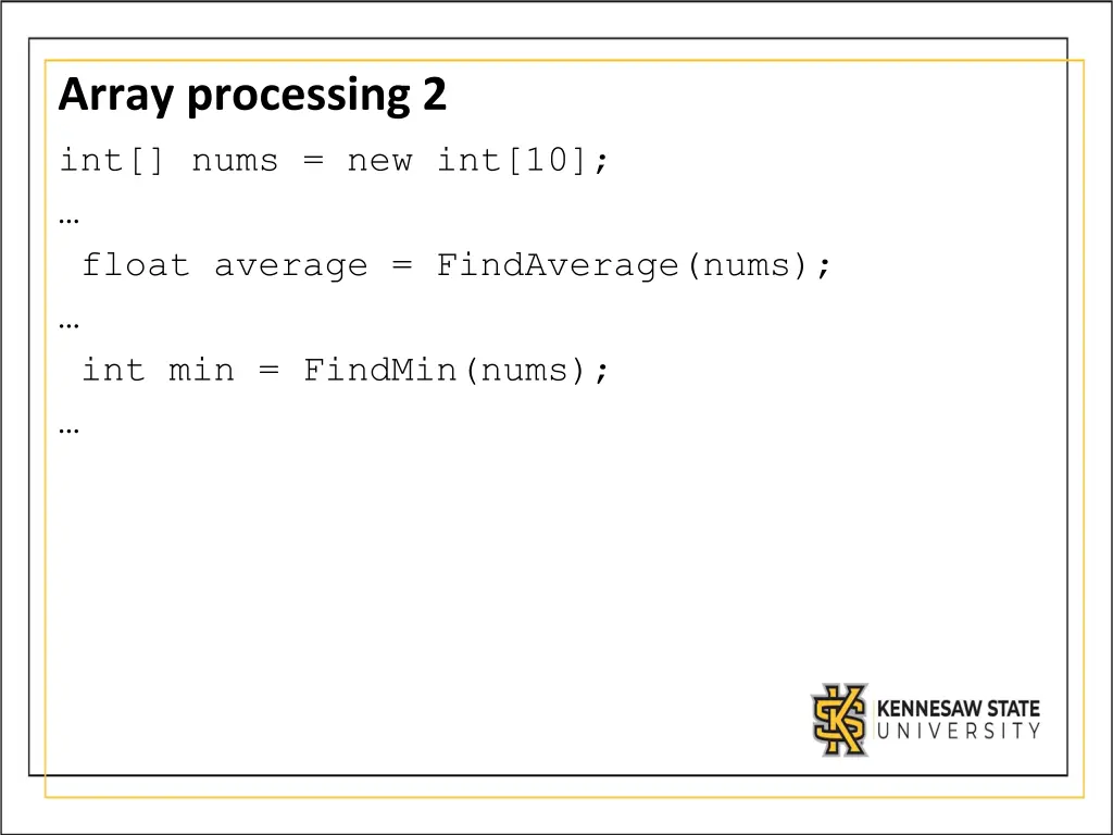 array processing 2 int nums new int 10 float