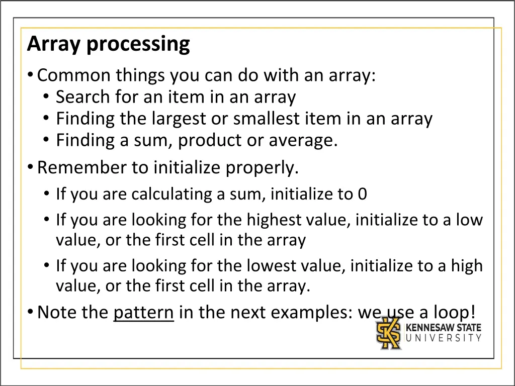 array processing common things you can do with