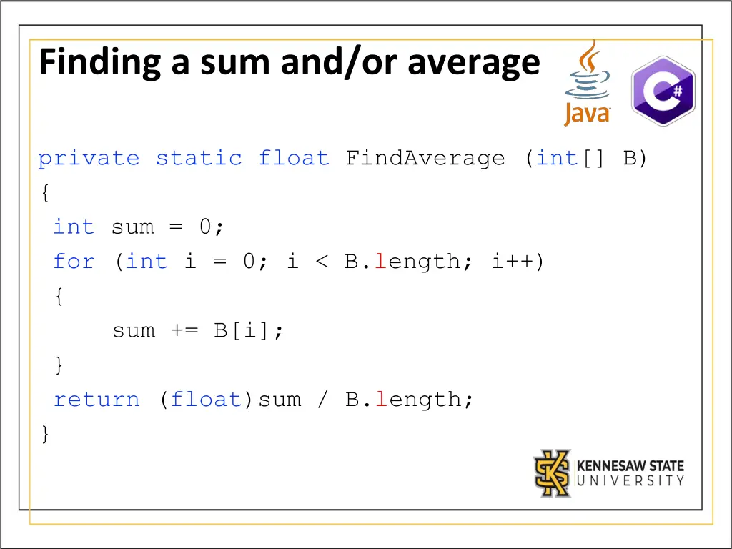 finding a sum and or average