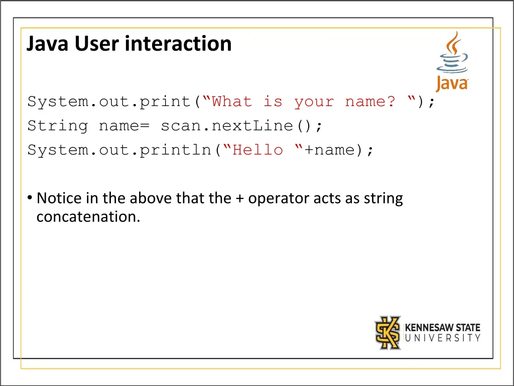 java user interaction