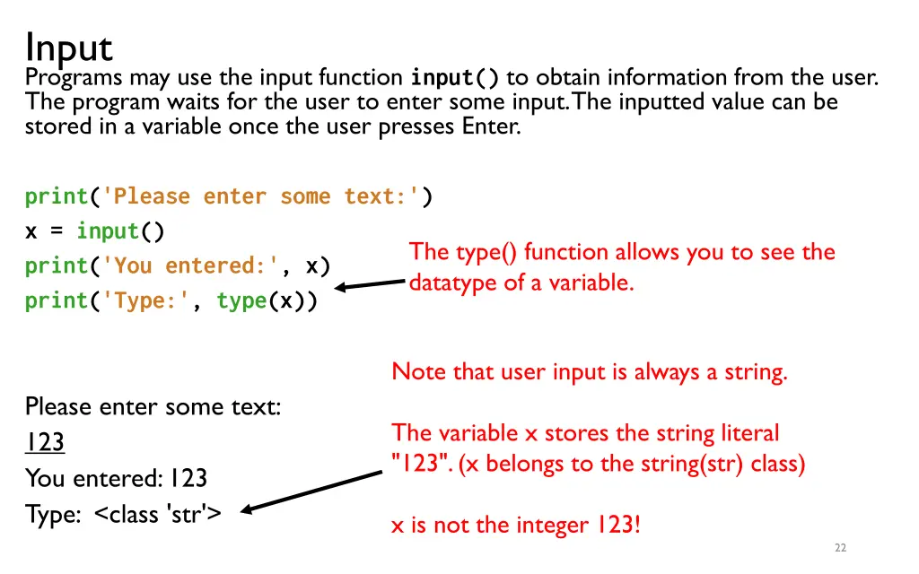 input programs may use the input function input