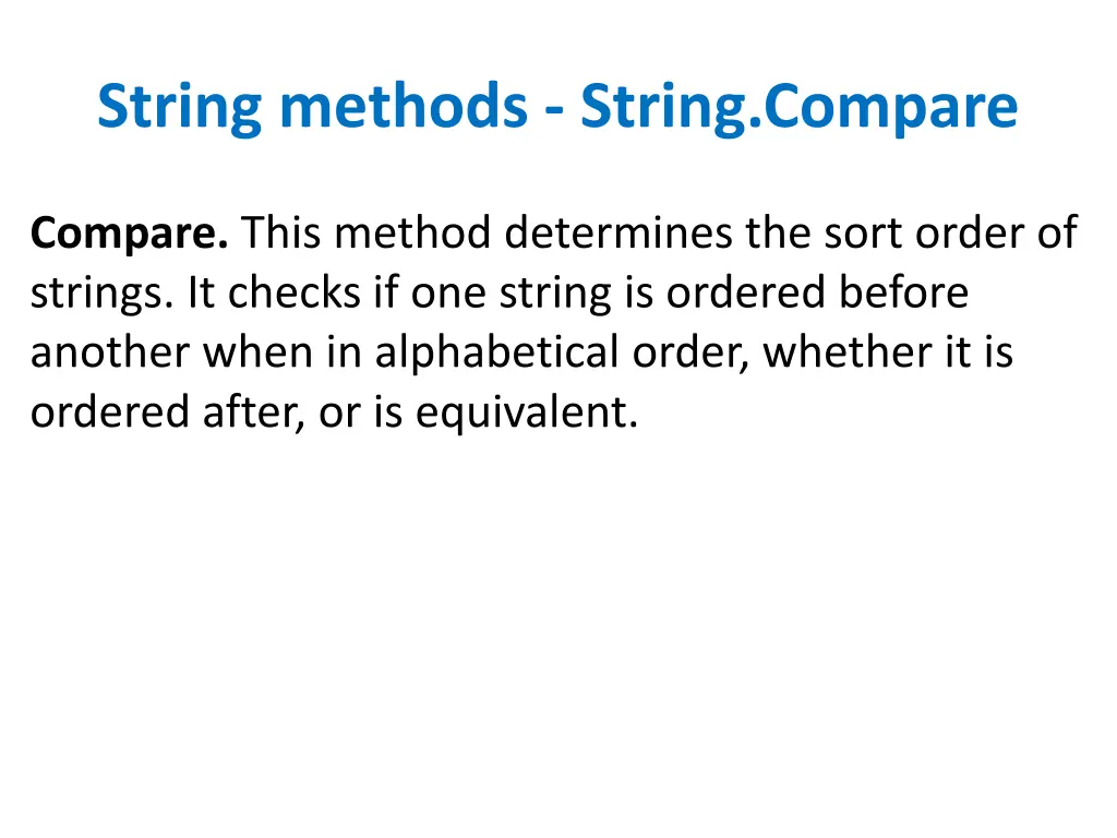 string methods string compare