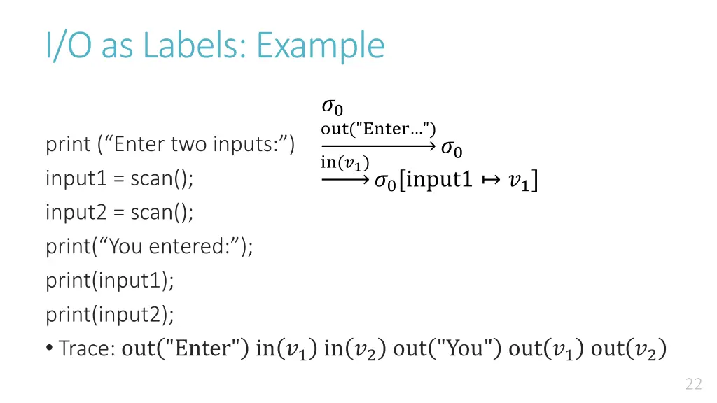 i o as labels example 2