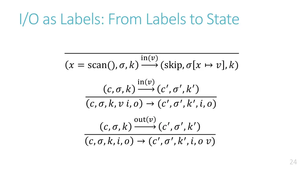 i o as labels from labels to state