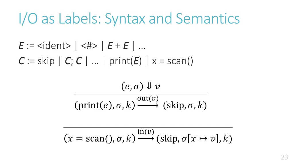 i o as labels syntax and semantics 1