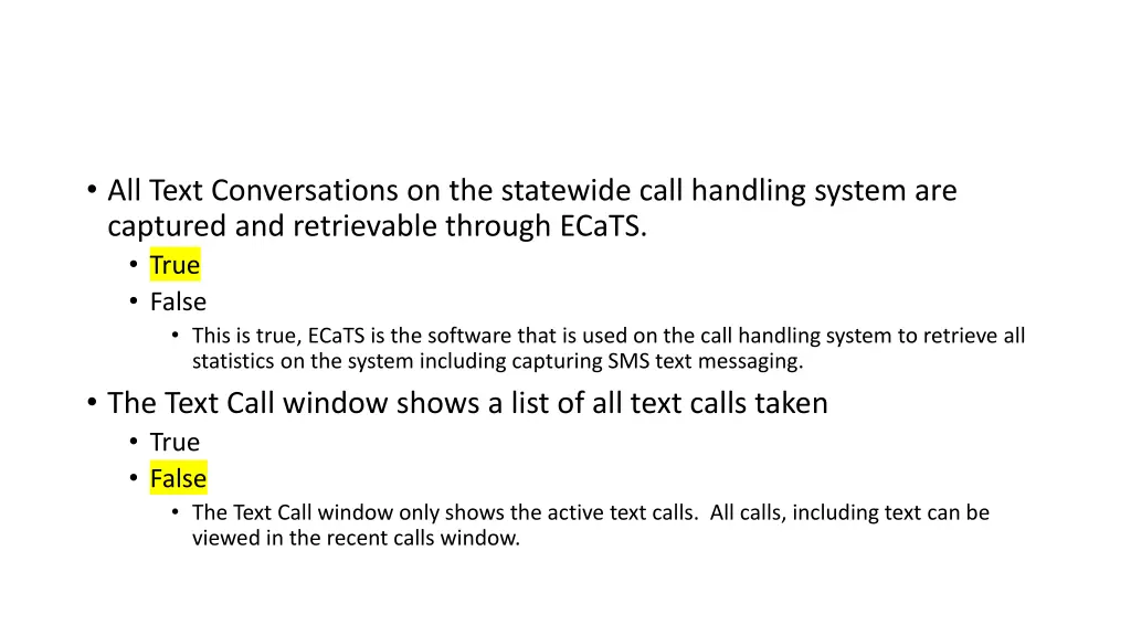 all text conversations on the statewide call