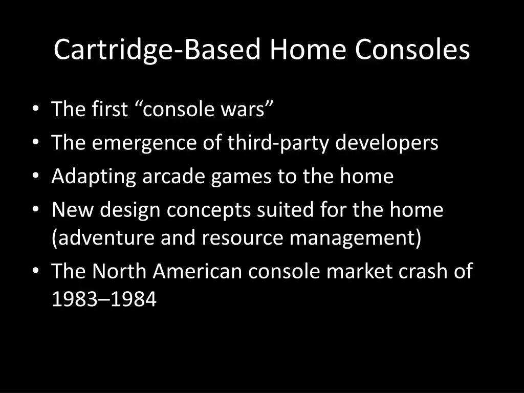 cartridge based home consoles