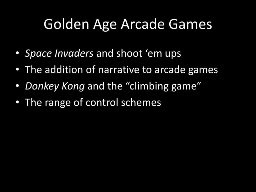 golden age arcade games