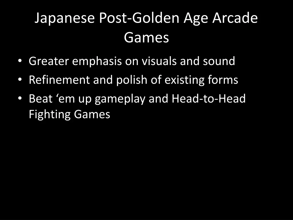 japanese post golden age arcade games