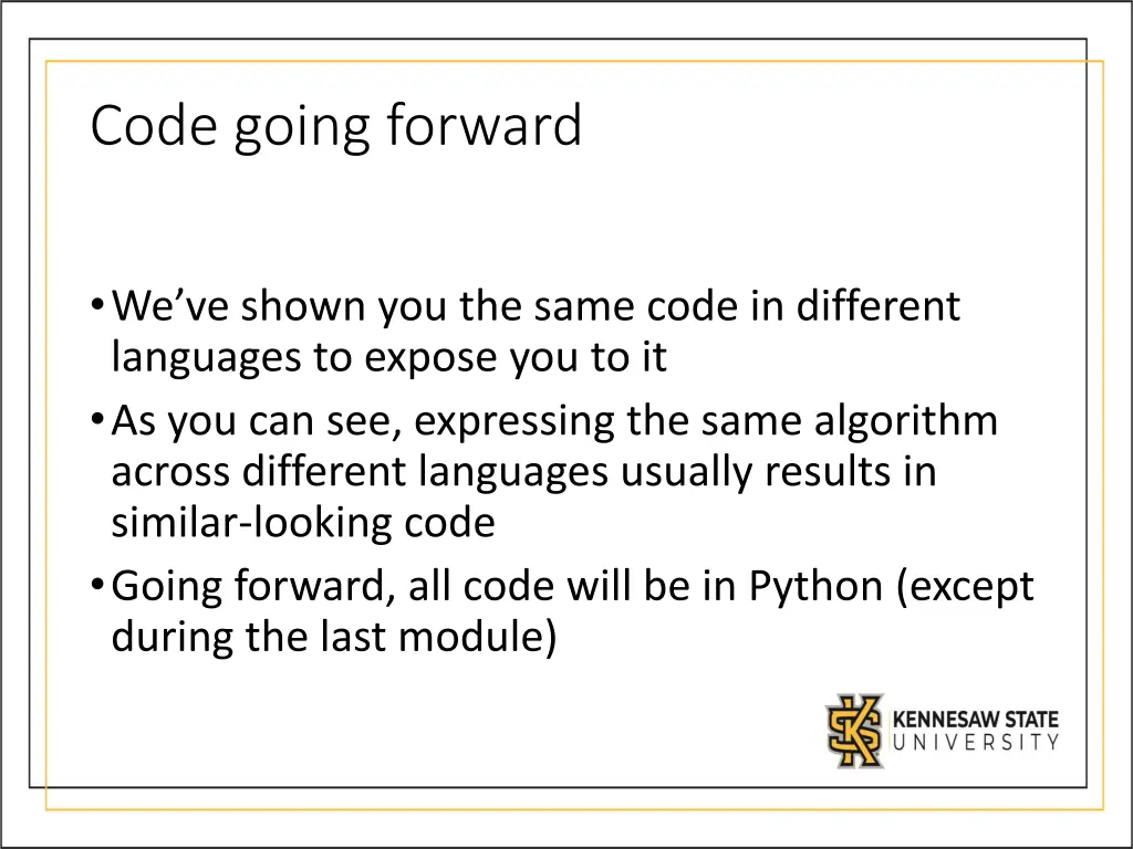 code going forward