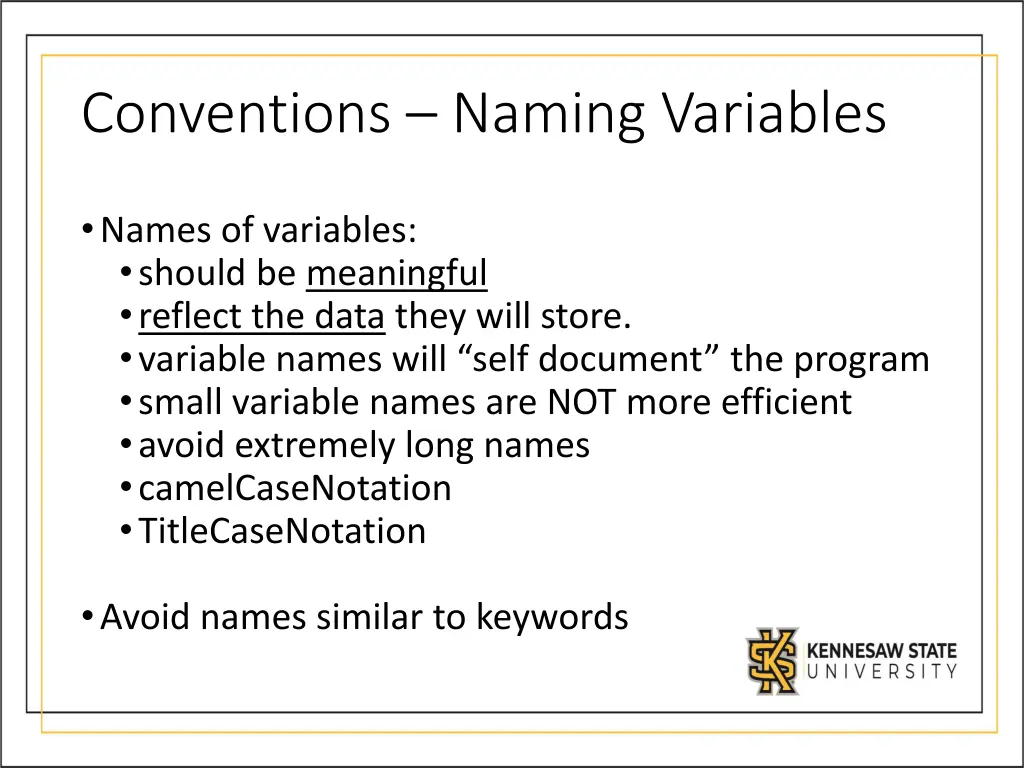 conventions naming variables