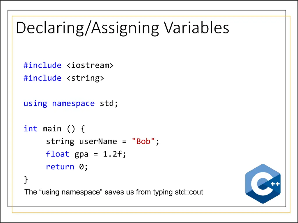 declaring assigning variables 6