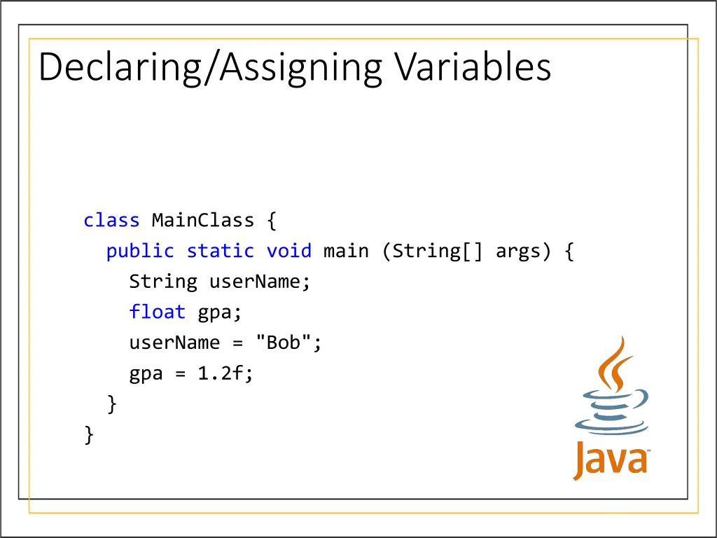 declaring assigning variables 7