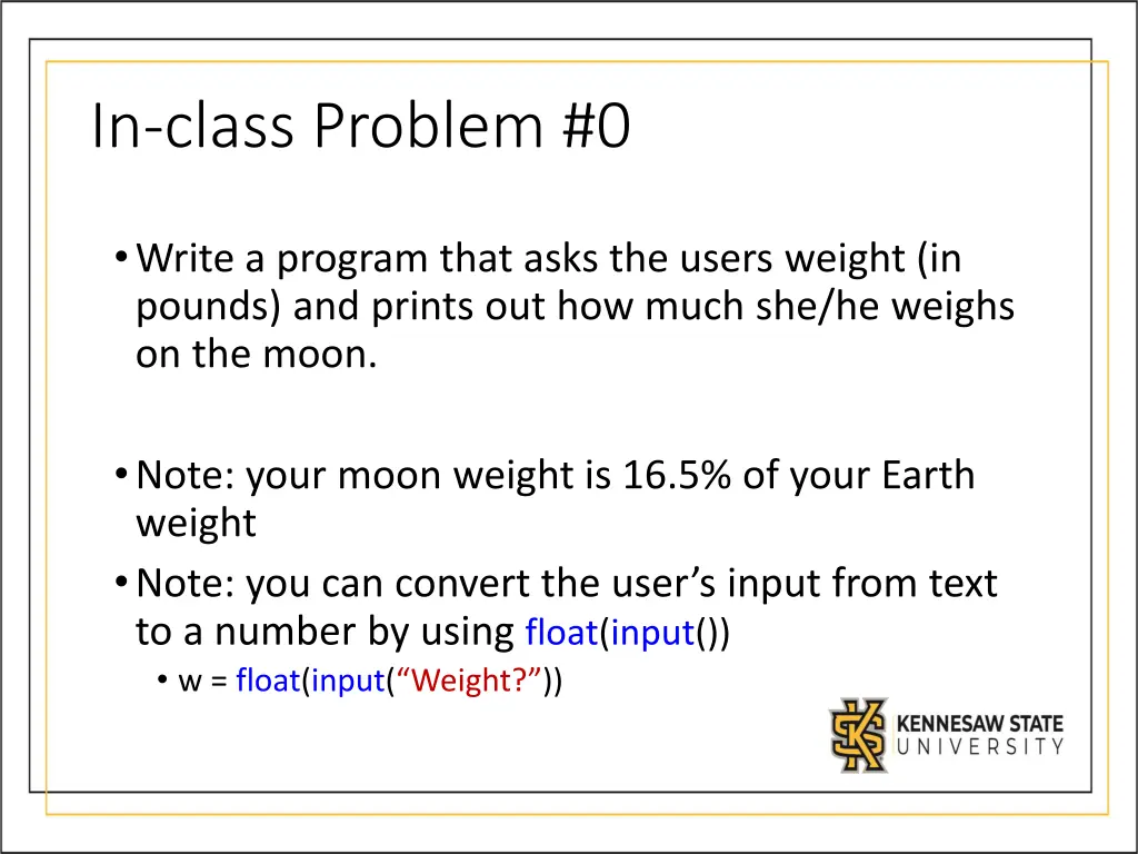 in class problem 0