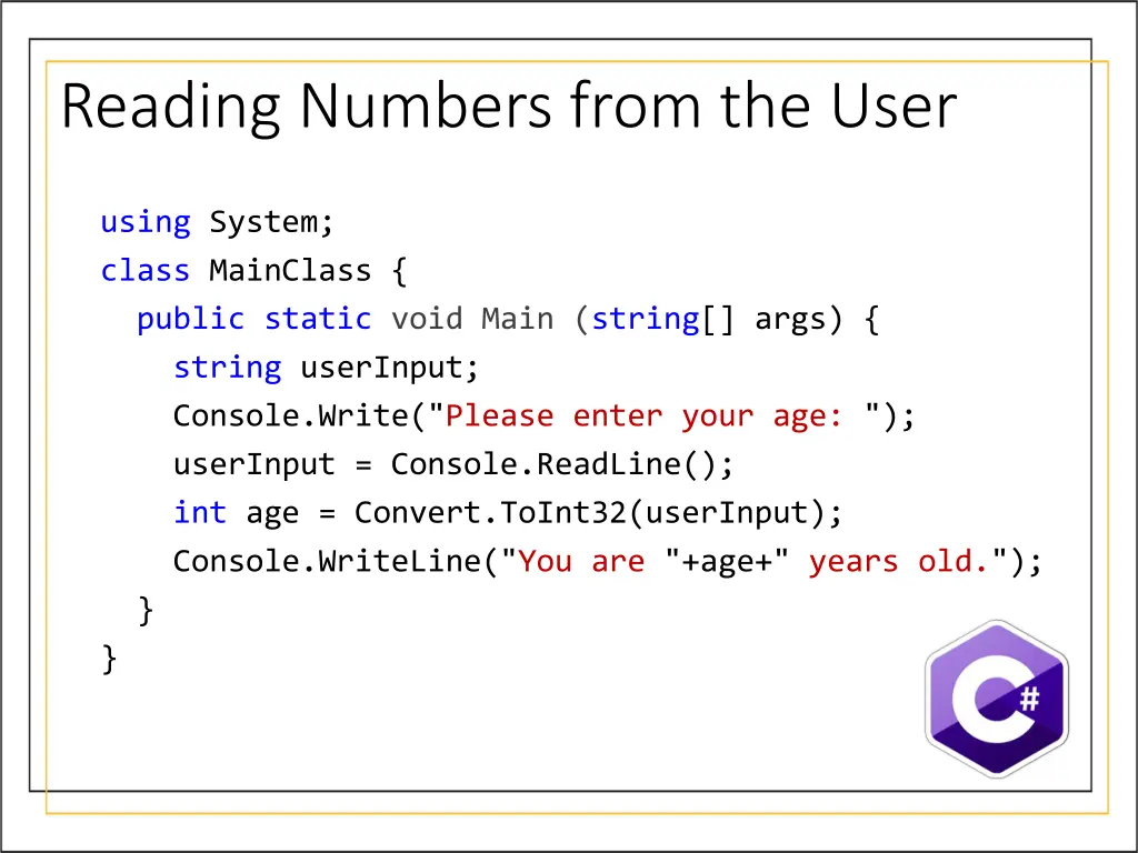 reading numbers from the user 1