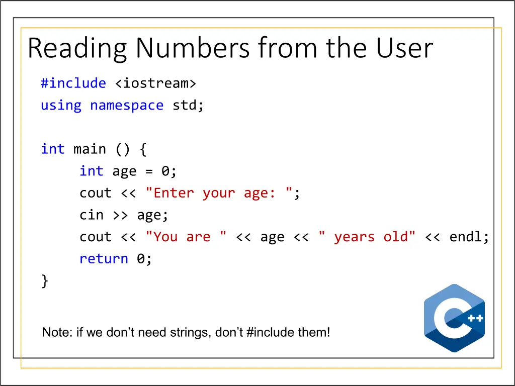 reading numbers from the user 2