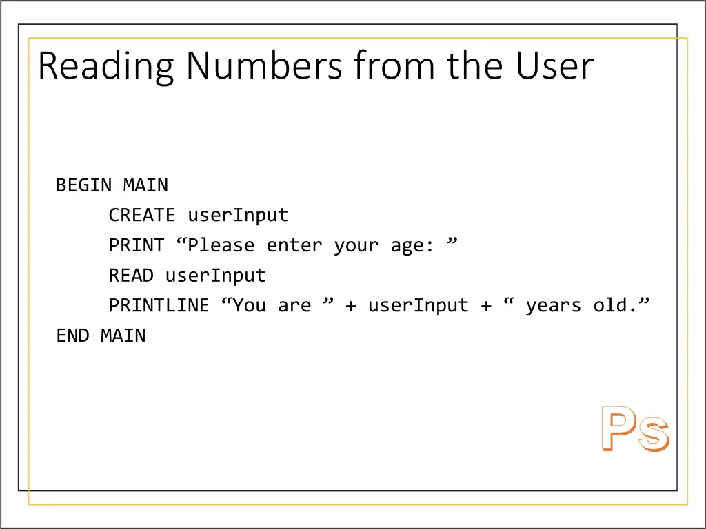 reading numbers from the user