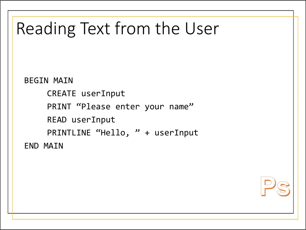 reading text from the user