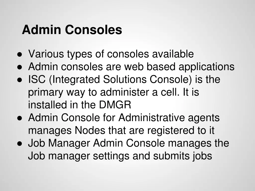 admin consoles