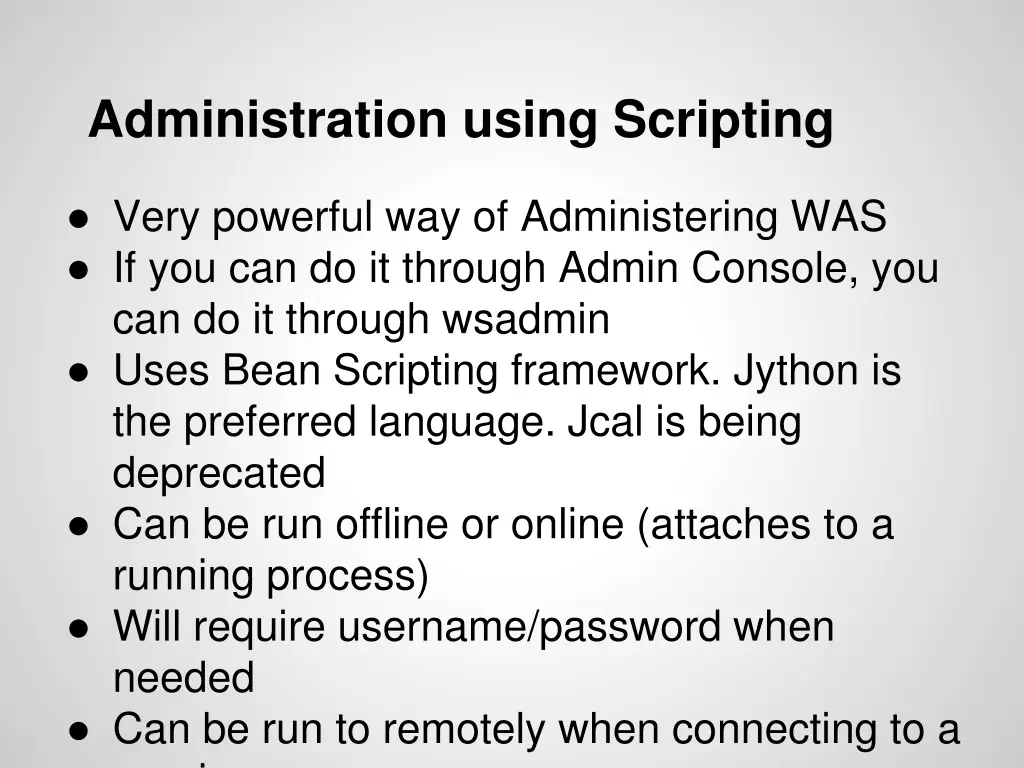 administration using scripting