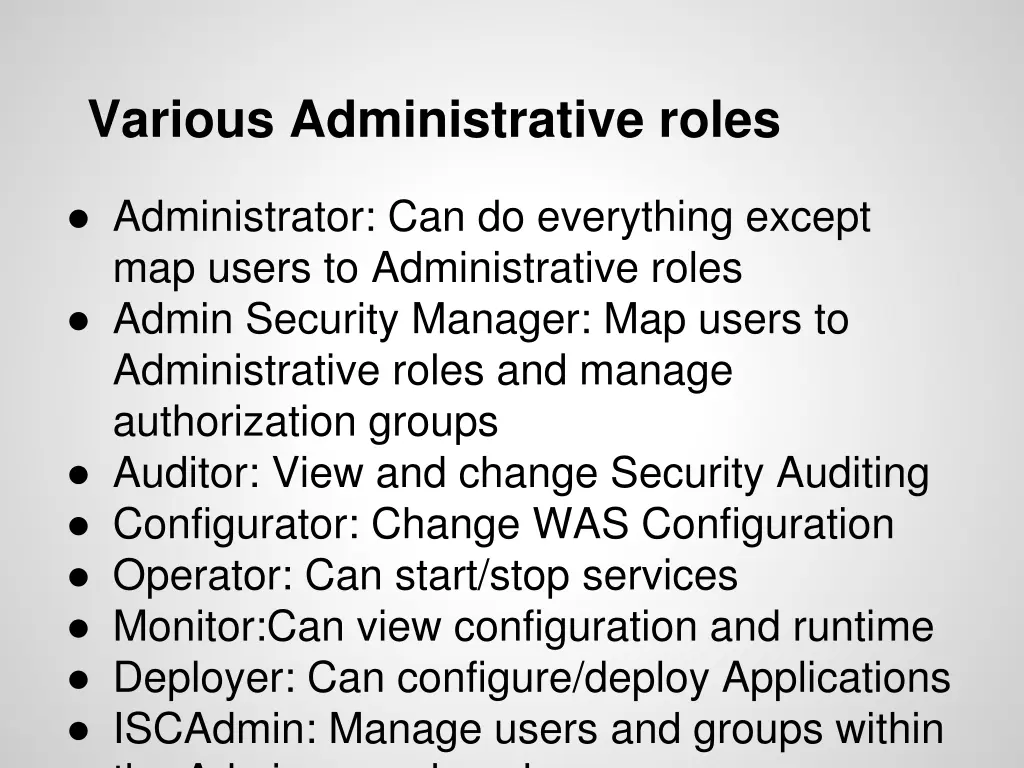 various administrative roles