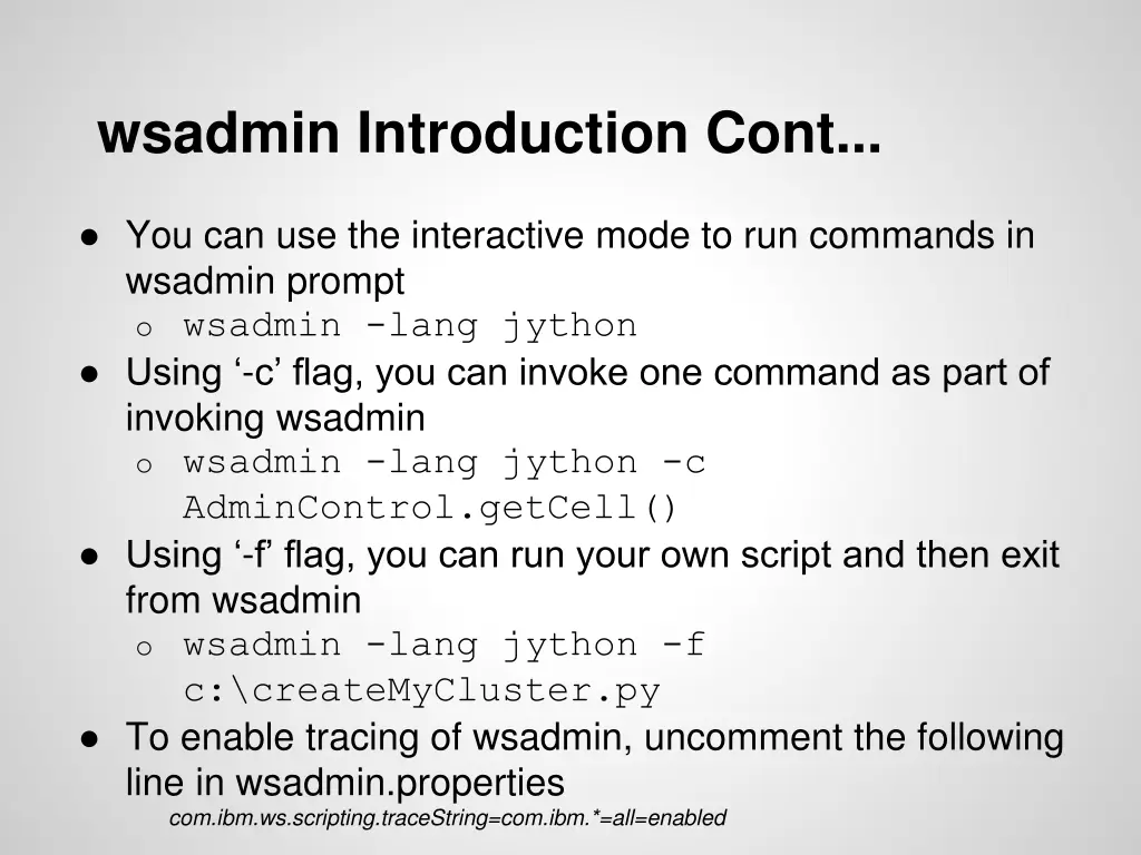 wsadmin introduction cont