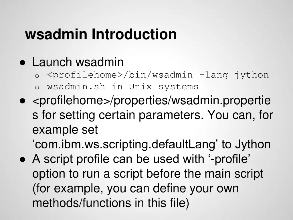 wsadmin introduction