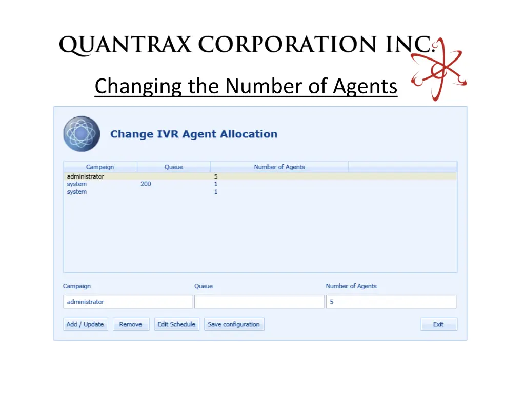 changing the number of agents