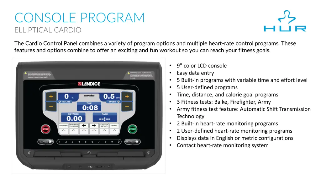 console program elliptical cardio