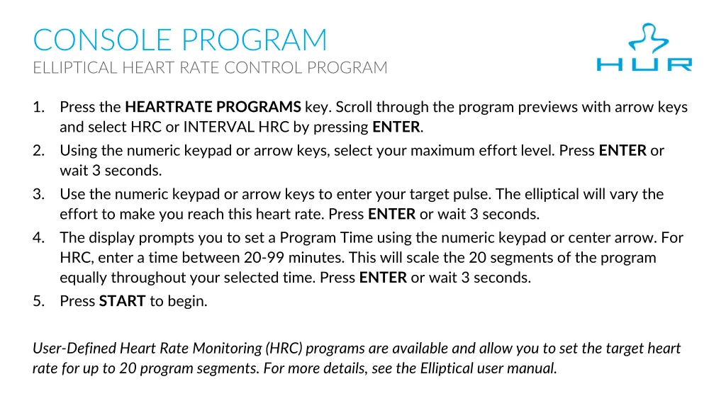 console program elliptical heart rate control 1