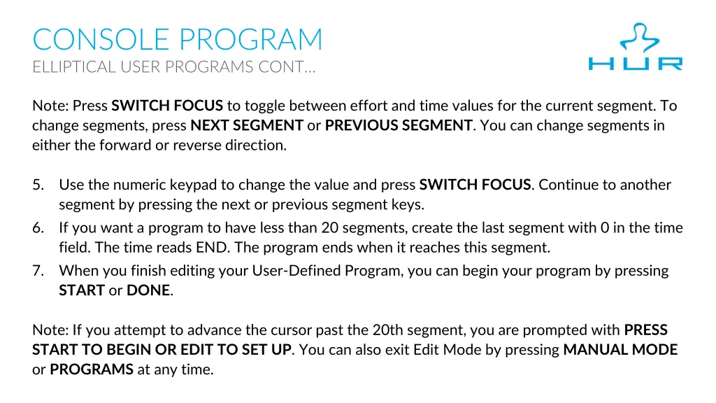 console program elliptical user programs cont