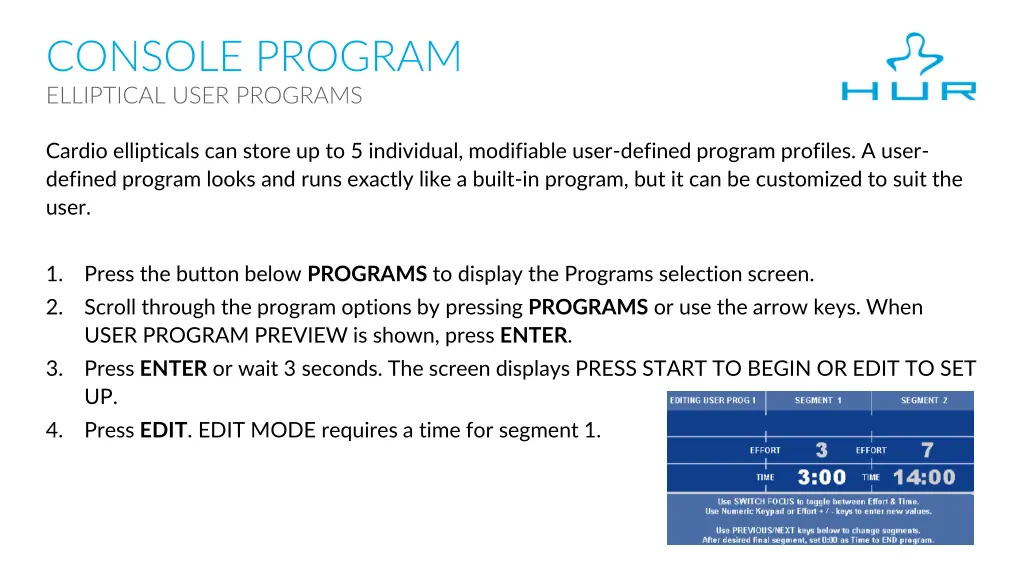 console program elliptical user programs