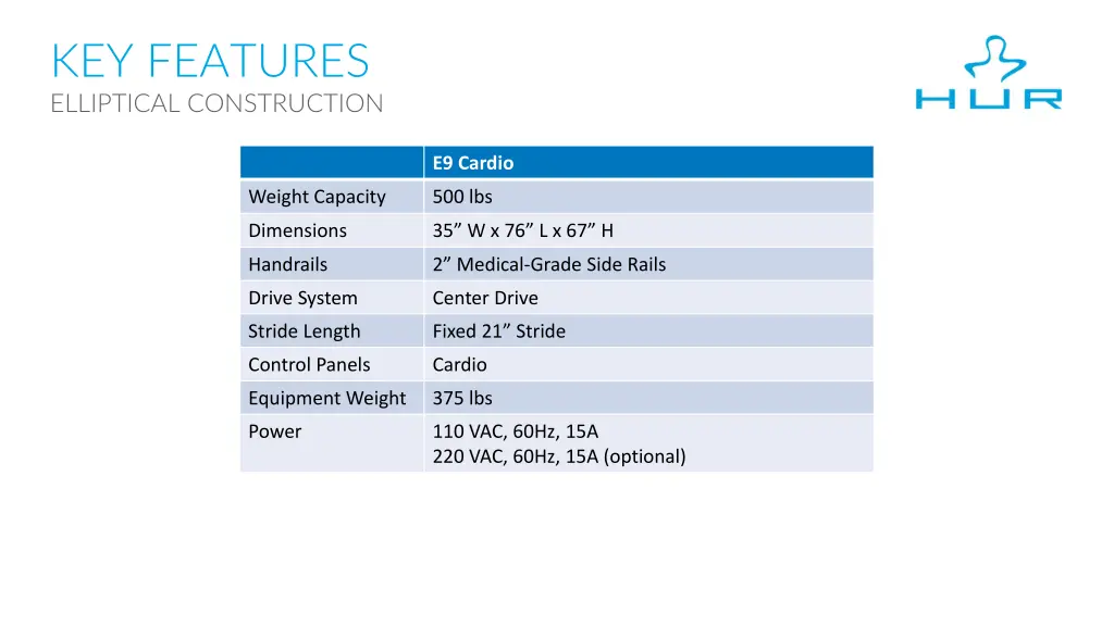 key features elliptical construction