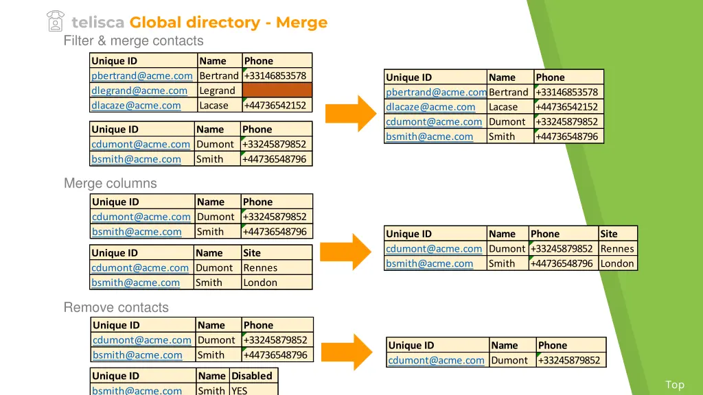 telisca global directory merge filter merge