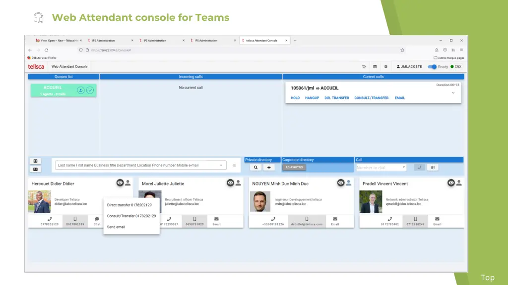 web attendant console for teams