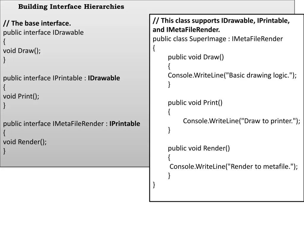 building interface hierarchies