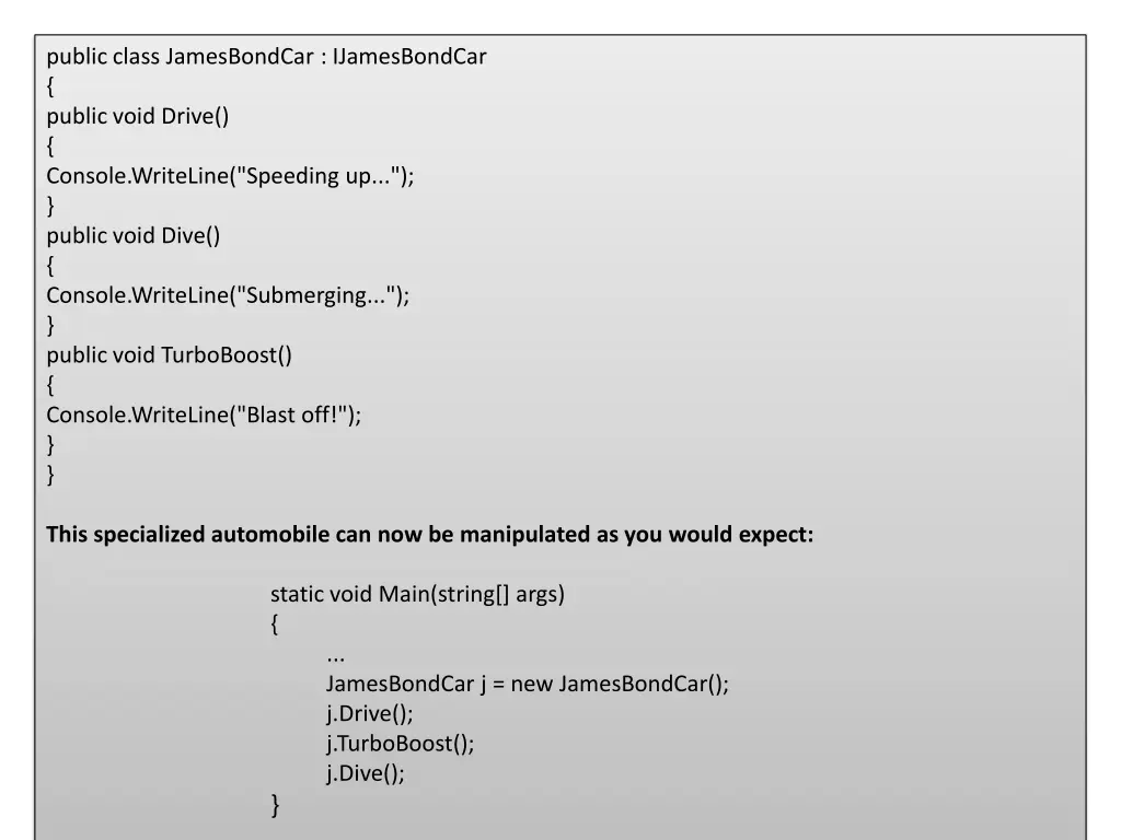 public class jamesbondcar ijamesbondcar public