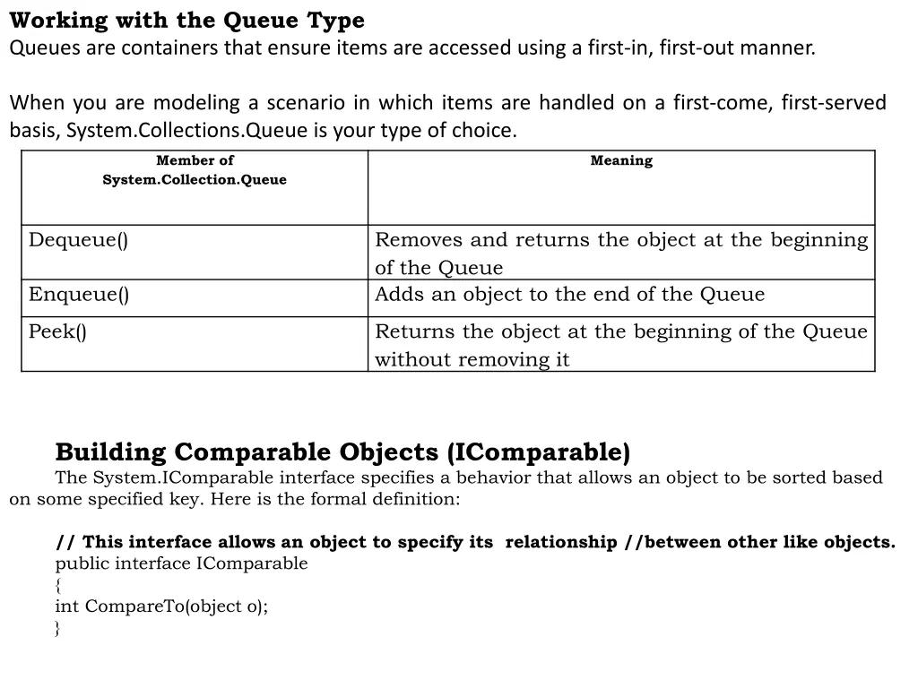 working with the queue type queues are containers