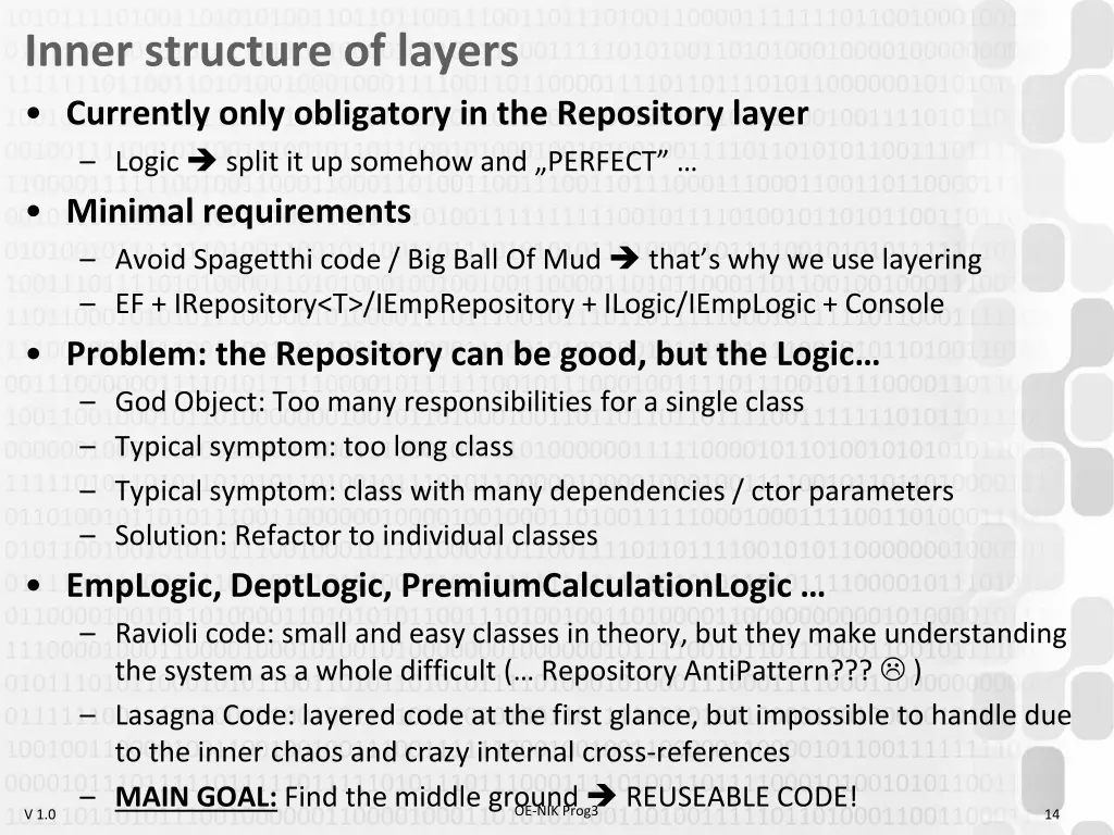 inner structure of layers currently only