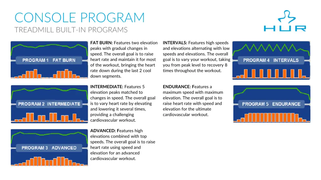 console program treadmill built in programs