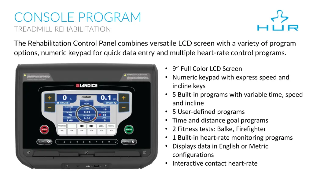 console program treadmill rehabilitation