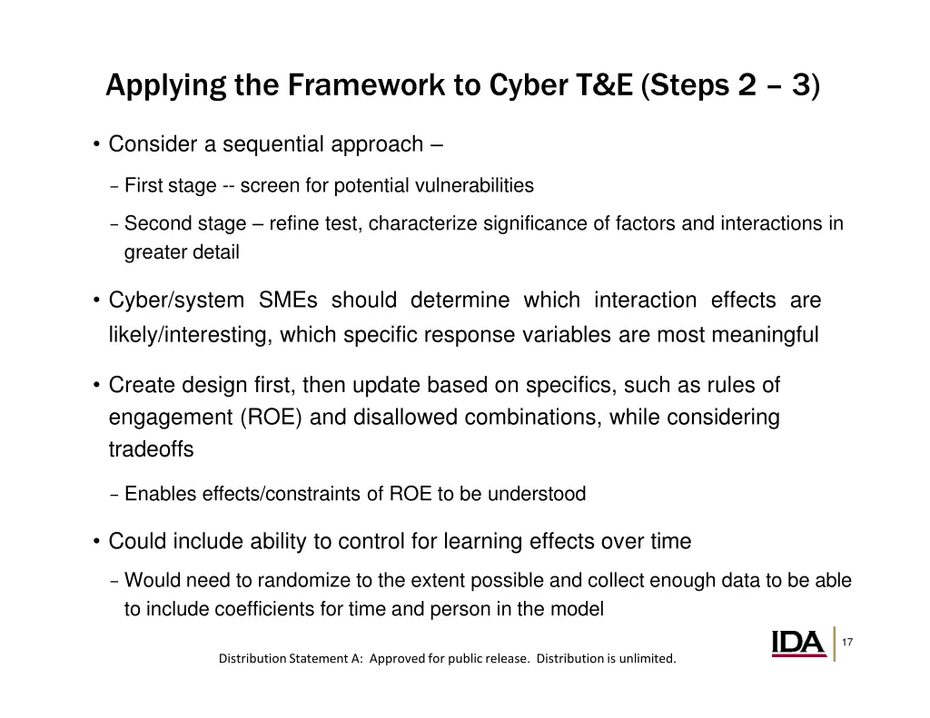 applying the framework to cyber t e steps 2 3