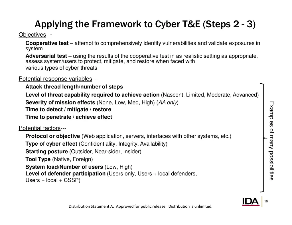 applying the framework to cyber t e steps