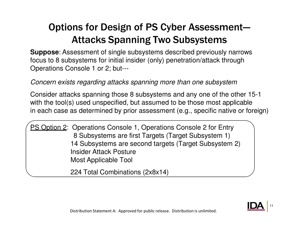 options for design of ps cyber assessment attacks