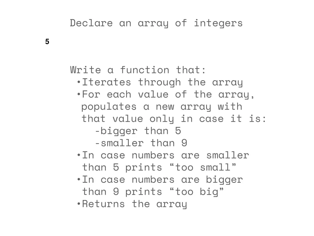 declare an array of integers 1